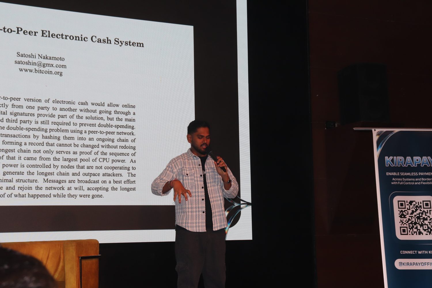 Nithin making a point on stage