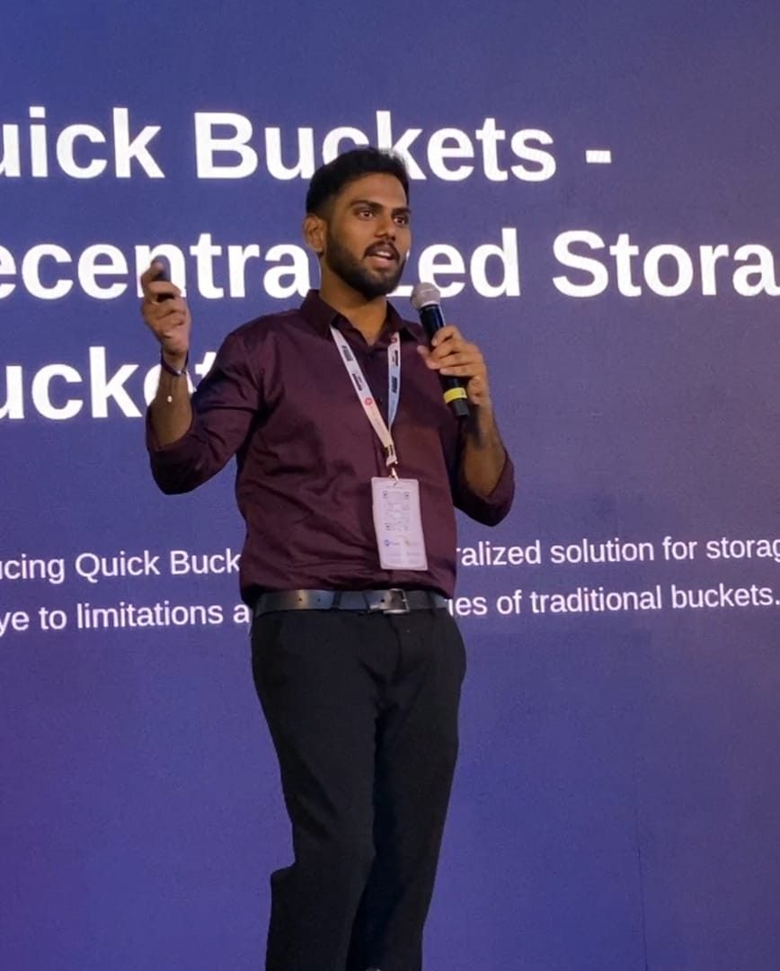 Nithin presenting on stage